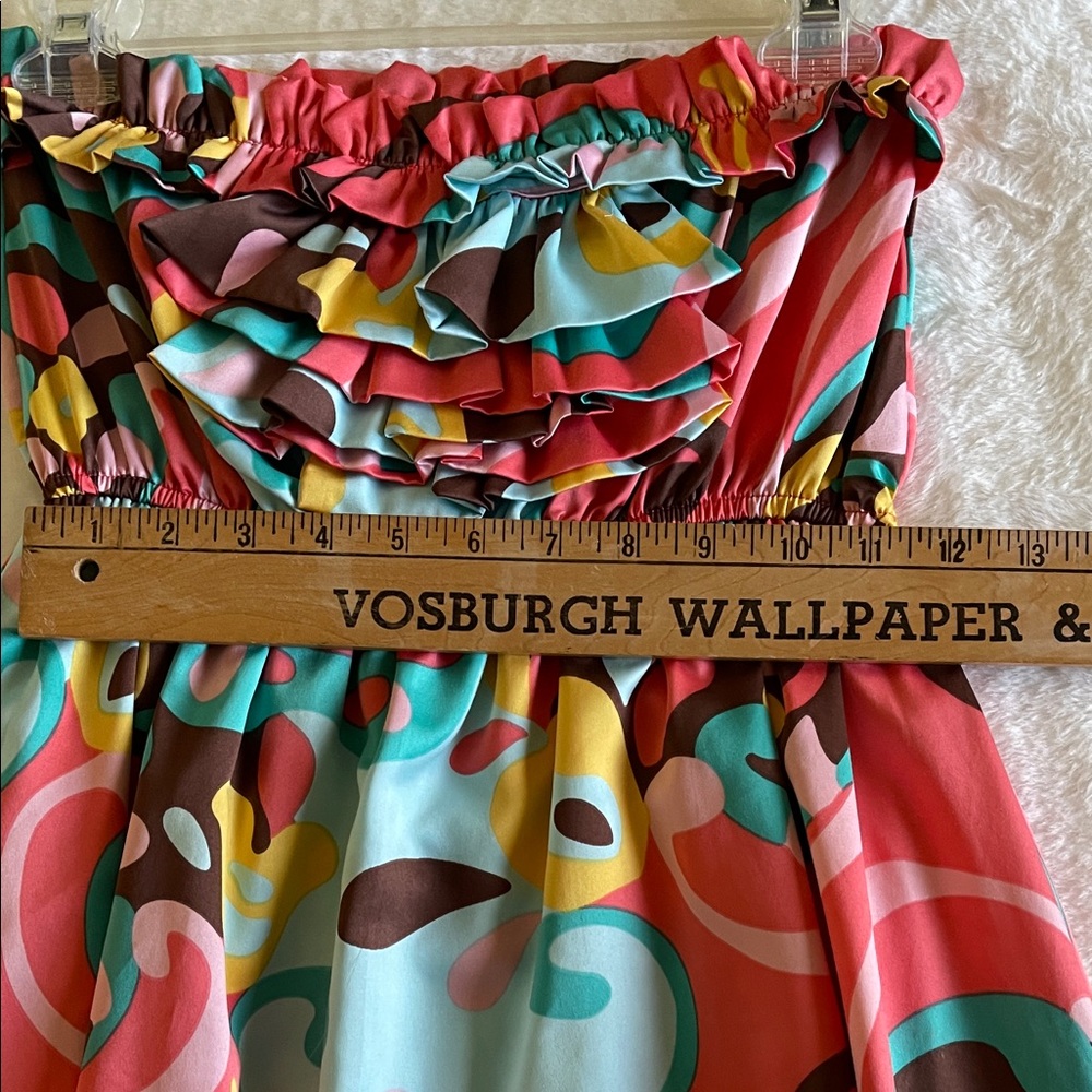 Judith Marsh Colorful Patterned Tweens Strapless Dress  SZ  0-3 - Picture 8 of 9